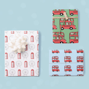 London Bus Birthday Wrapping Paper Sheet