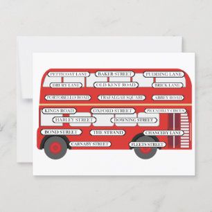 London Bus & Famous Street Names Postcard