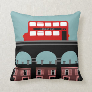 London Bus On A Bridge Cushion