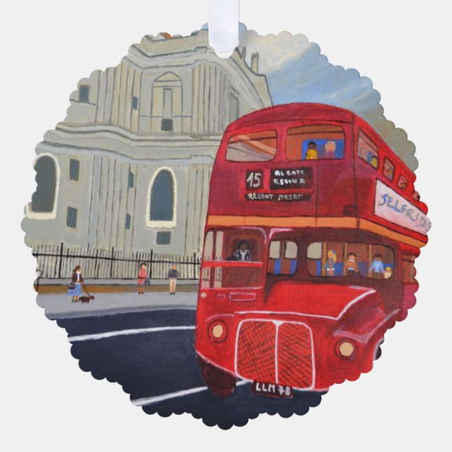 London Bus paper  Tree Decoration Card (Front)