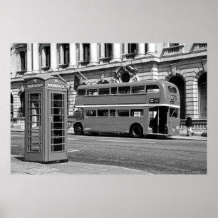 London Bus & Red Telephone Box Poster