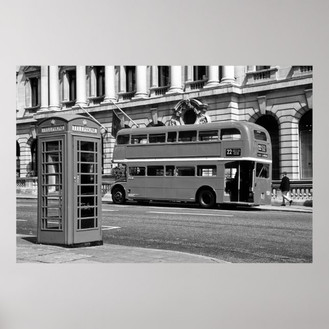 London Bus & Red Telephone Box Poster (Front)