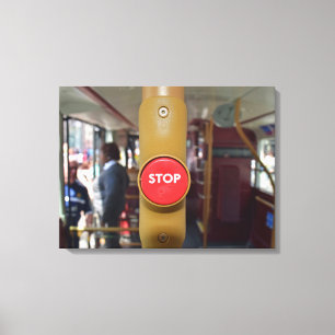 London bus stop button view canvas print