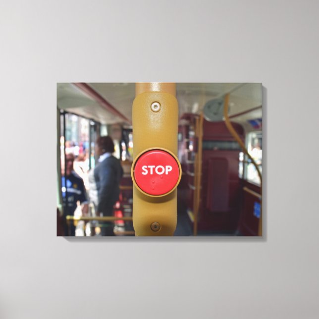 London bus stop button view canvas print (Front)