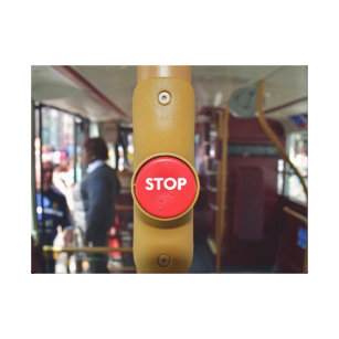 London bus stop button view canvas print