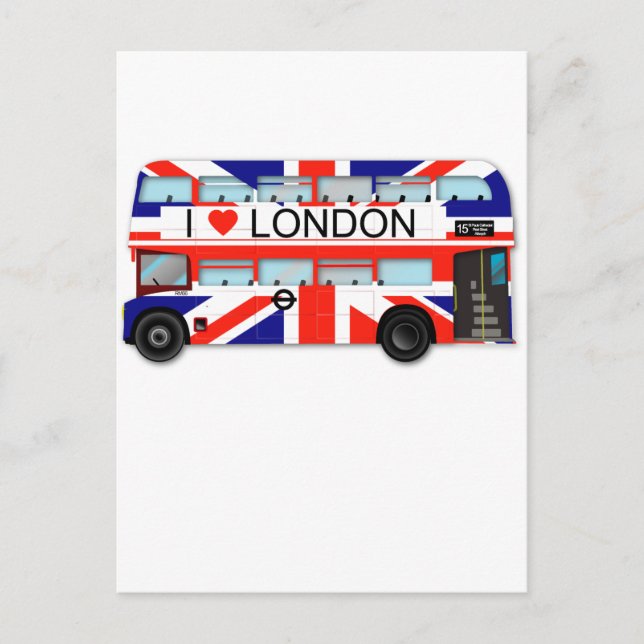 London Bus Union Jack Postcard (Front)