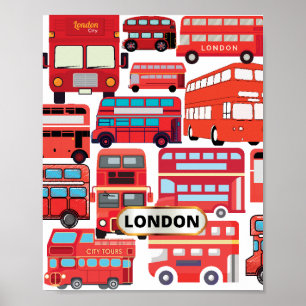 London Buses--Quaint and functional poster