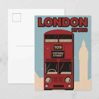 London By Bus Invitation Postcard