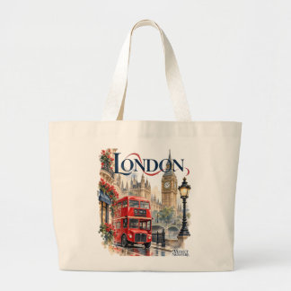 London Canvas Bag with red bus and architect