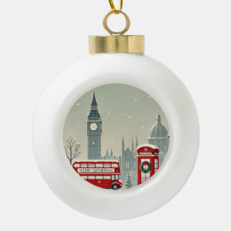 London Christmas | Big Ben & Festive London Ceramic Ball Christmas Ornament