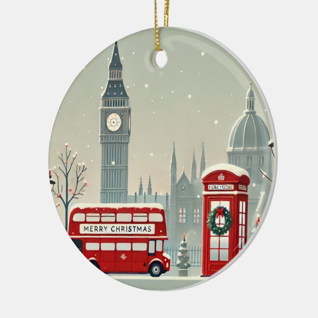 London Christmas | Big Ben & Festive London Ceramic Tree Decoration (Left)