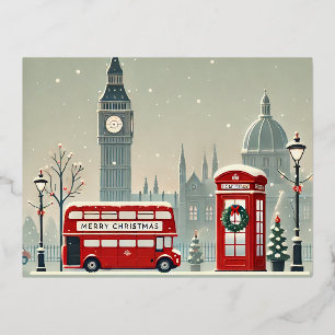 London Christmas   Big Ben & Festive London Foil Holiday Postcard