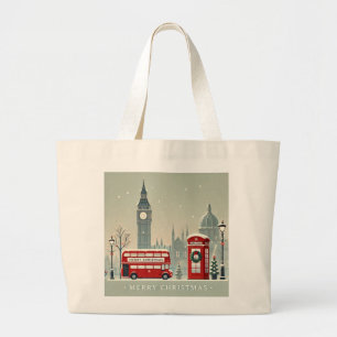 London Christmas Big Ben & Festive London Large Tote Bag