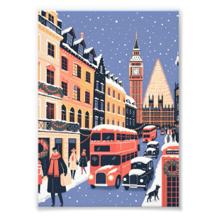 London Christmas Big Ben Travel Poster