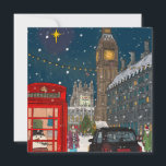 London Christmas Night Cityscape Retro-inspired Holiday Card<br><div class="desc">Add some retro style charm to your home this winter holiday season with our London At Christmas Art Print. This art piece features a detailed illustration of London cityscape on Christmas night, carefully illustrated and processed digitally to ensure the highest quality and attention to detail. This art print is created...</div>