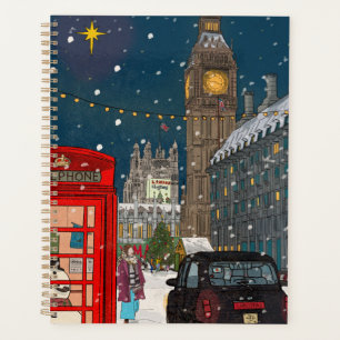 London Christmas Night Cityscape Retro-inspired Planner