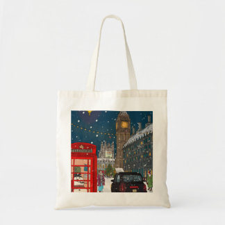 London Christmas Night Cityscape Retro-inspired Tote Bag