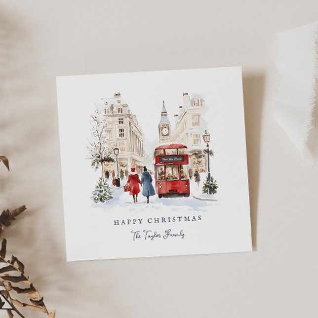 London Christmas Watercolor City Scene Holiday Card (Creator Uploaded)