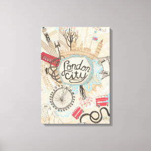 London City Doodle Art Canvas Print