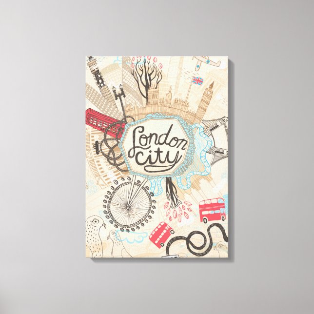 London City Doodle Art Canvas Print (Front)
