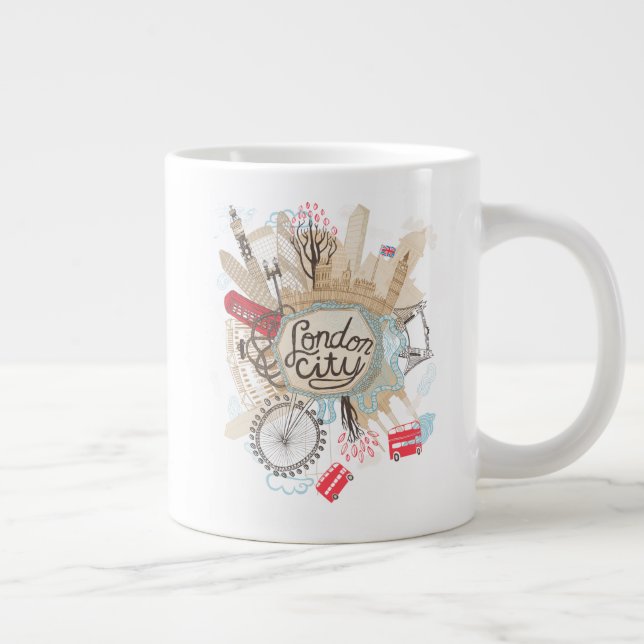London City Doodle Art Large Coffee Mug (Right)
