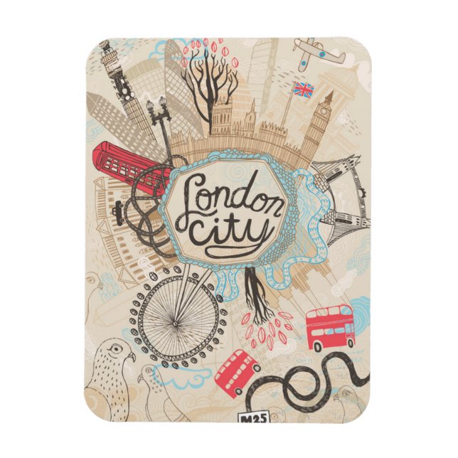 London City Doodle Art Magnet (Vertical)