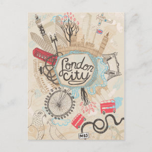 London City Doodle Art Postcard