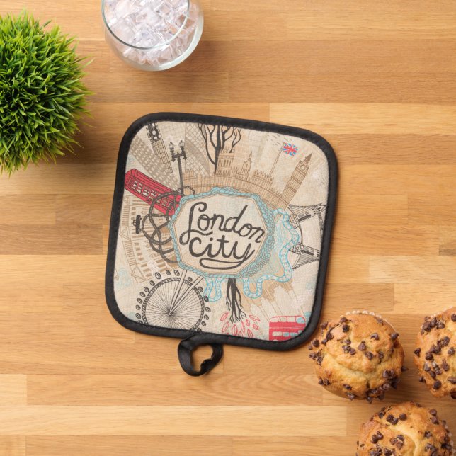 London City Doodle Art Pot Holder (Top Down)