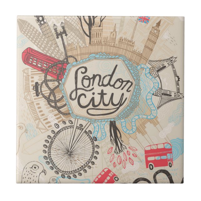 London City Doodle Art Tile (Front)