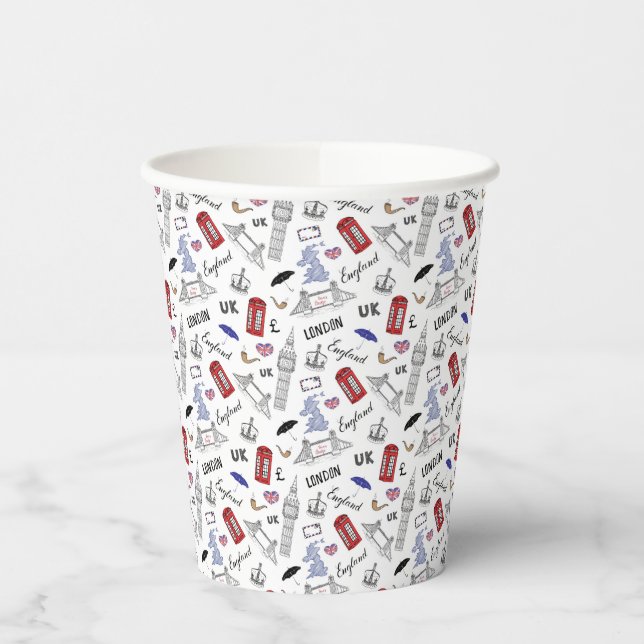London City Doodles Pattern Paper Cups (Left)