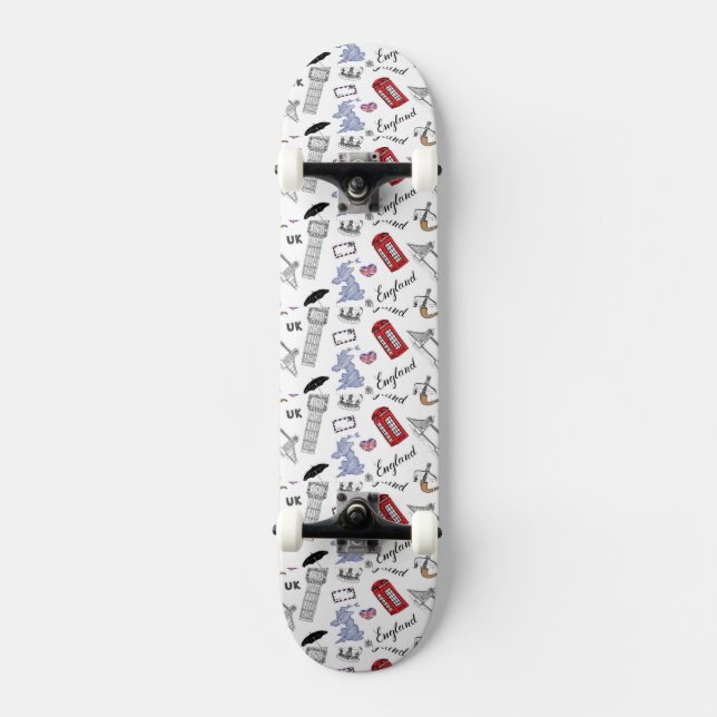 London City Doodles Pattern Skateboard (Front)
