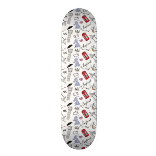 London City Doodles Pattern Skateboard