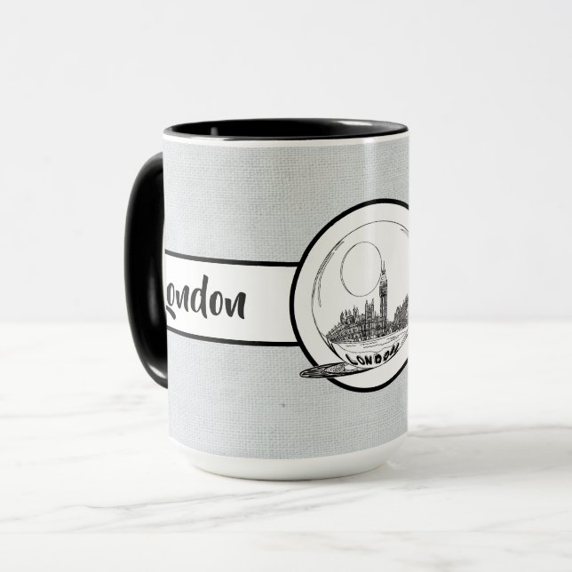 London City Elegant linen Ringer 15oz Mug (Front Left)