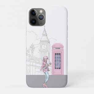 London City Girl with Pink Phone Box iPhone 11 Pro Case