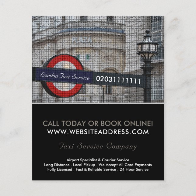 London City Mosaic Effect Taxi Sign & Price List Flyer (Front)