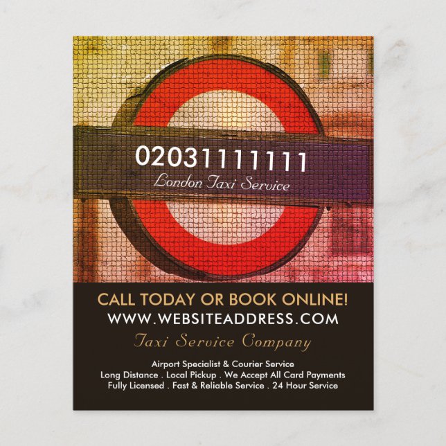 London City Mosaic Effect Taxi Sign & Price List Flyer (Front)