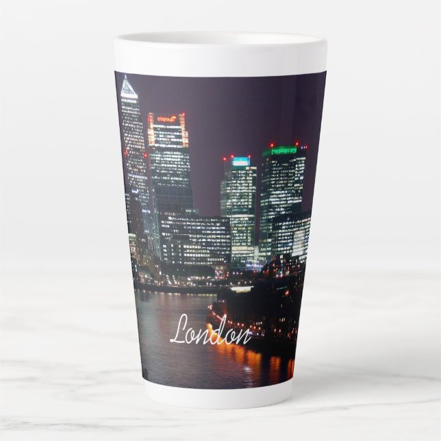 London City Night Skyline UK British Travel Latte Mug (Front)