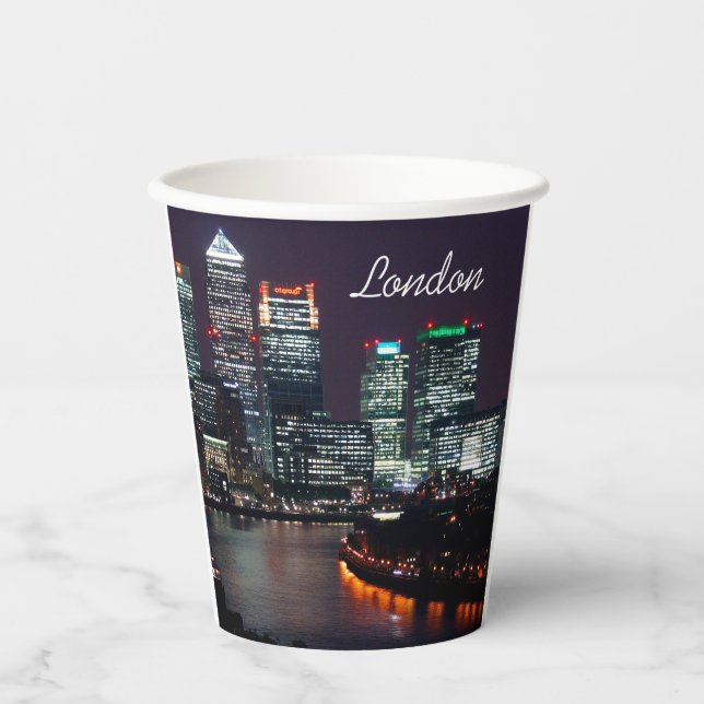 London City Night Skyline UK British Travel Paper Cups (Front)