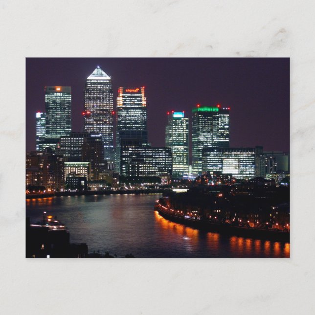 London City Night UK British Travel Postcard (Front)