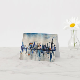 London City Skyline Abstract Painting Card
