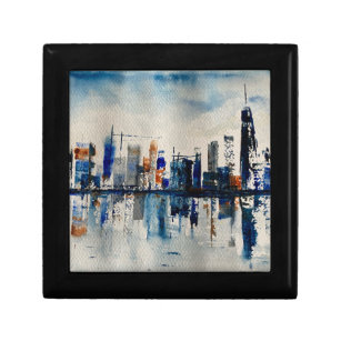 London City Skyline Abstract Painting Poster Postc Gift Box