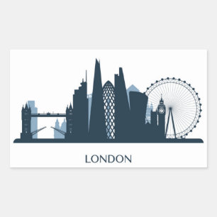 London City Skyline Rectangular Sticker