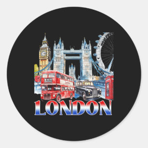 London City Souvenir Vintage British Vacation Vibe Classic Round Sticker