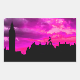 London City Sunset Rectangular Sticker