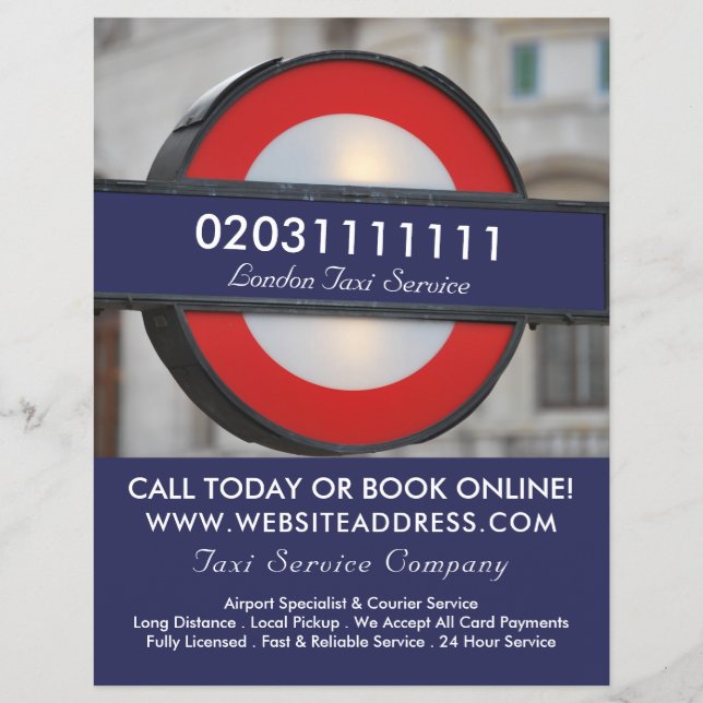 London City Taxi Sign & Price List Flyer (Front)