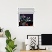 London City View Fake Window With Blinds Poster (Home Office)