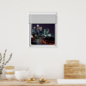 London City View Fake Window With Blinds Poster (Kitchen)