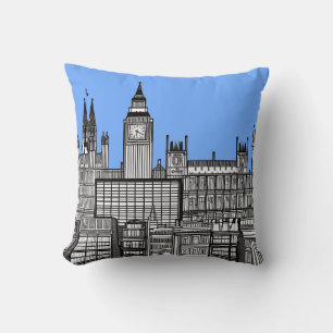 London Cityscape Black and White Cushion
