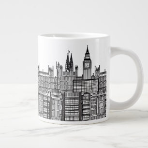 London Cityscape in Black and White Large Coffee Mug