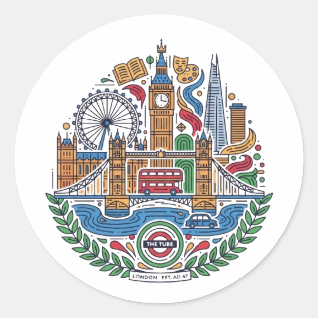 LONDON CLASSIC ROUND STICKER (Front)